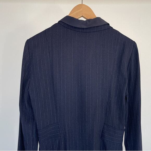 Vtg 90s Blue Pin Striped Fitted Blazer Jacket ALL THAT JAZZ Office Siren Sz 9/10 - Picture 5 of 8